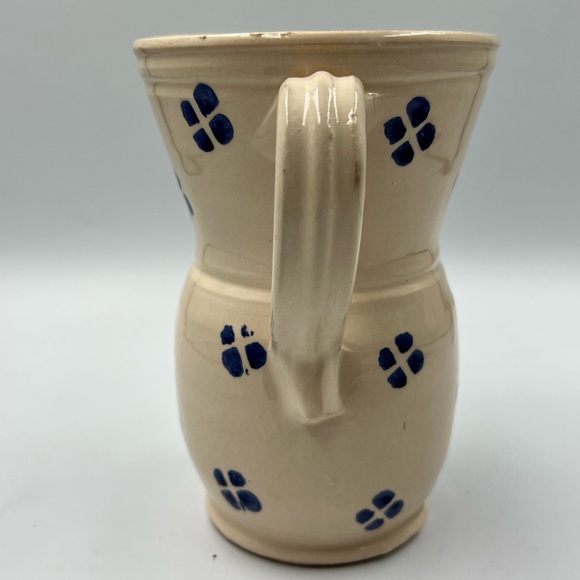 Hand Turned Country White Pottery Pitcher with Bluel Design - Picture 5 of 5